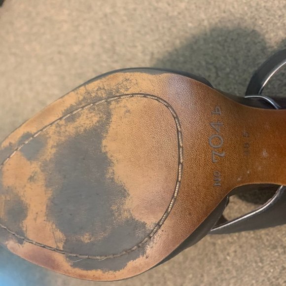 No 704b. Dark Grey Leather Pumps 4" Heel SZ 38.5 - Picture 6 of 6